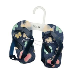 Toys“R”Us Toddler Butterfly Flip Flops Navy Jelly Strap Size 3/4 New